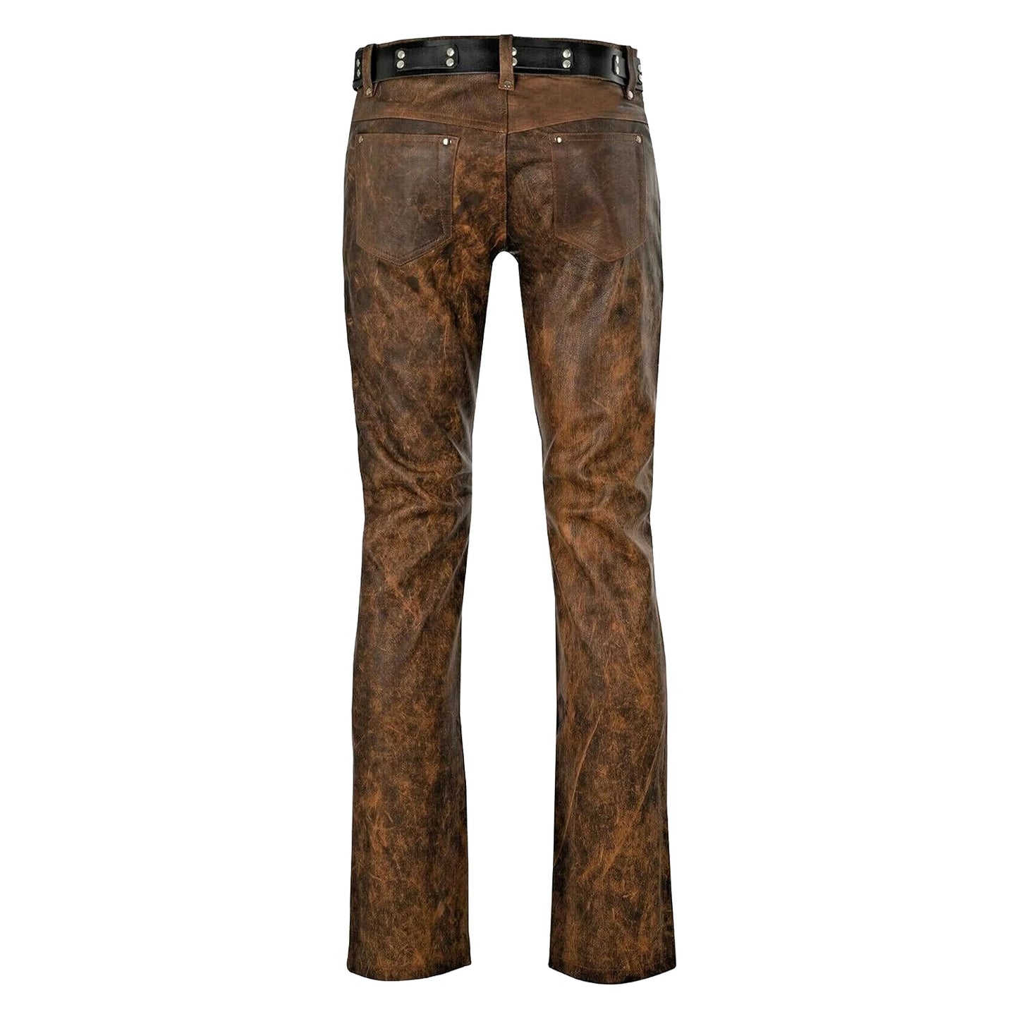 Genuine Cowhide Leather Motorcycle Pants – Western Cowboy Style, Handcrafted Native American Design