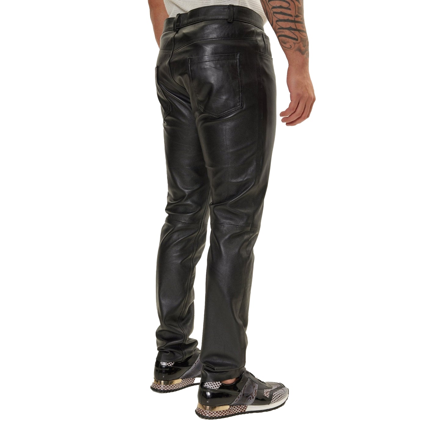 Luxury Five-Pocket Leather Pants – Stylish & Durable Native American Biker Trousers