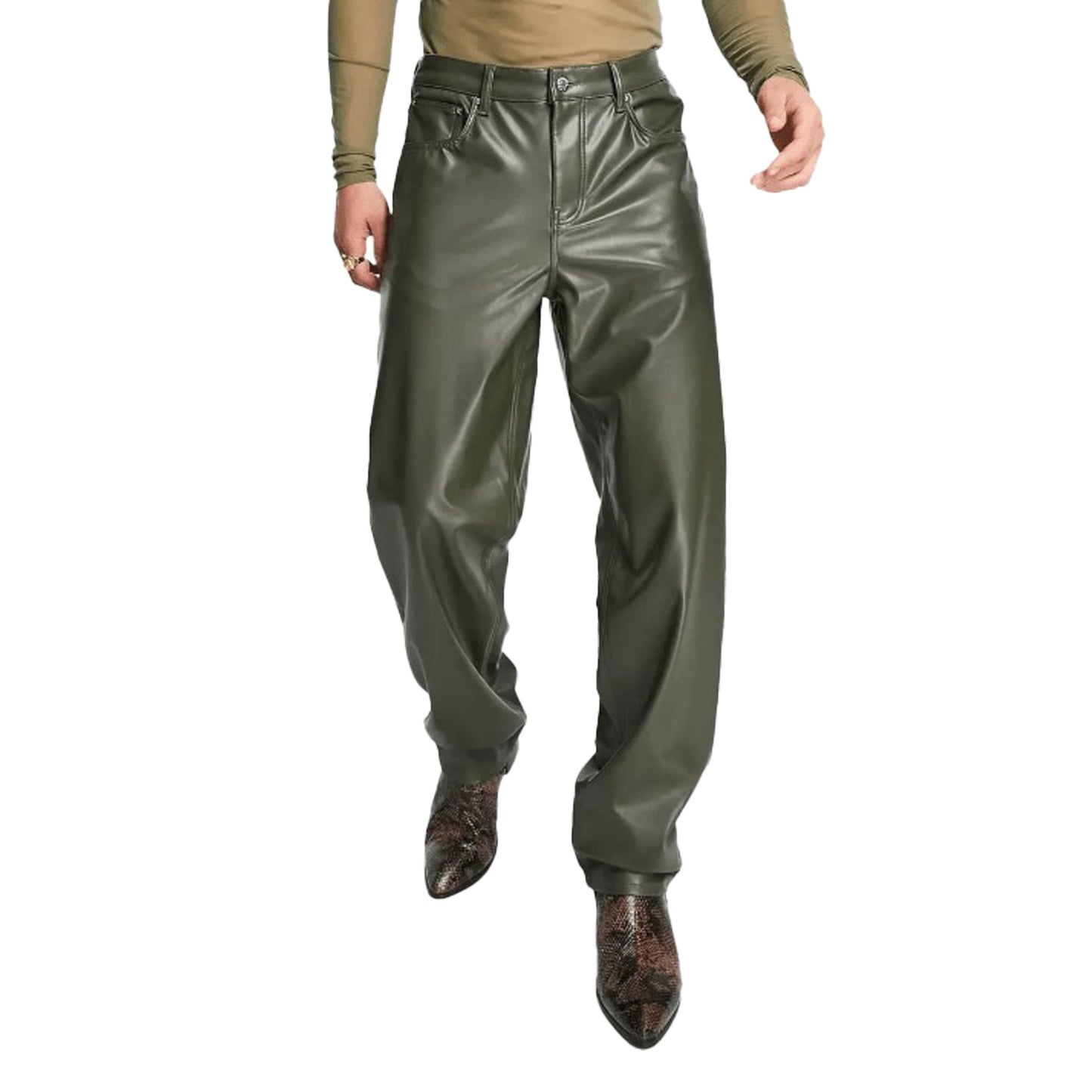 Men’s Western Leather Pants Office Boy Part Pant for Men