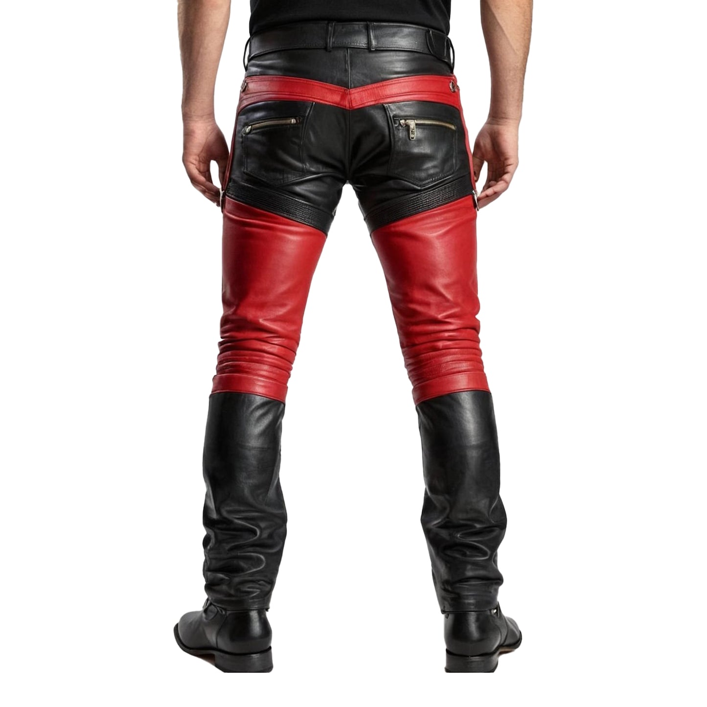 Classic Biker Leather Pants – Real Cowhide Handmade Western Motorcycle Trousers