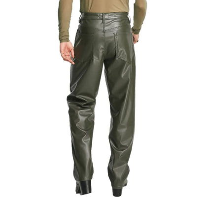 Men’s Western Leather Pants Office Boy Part Pant for Men