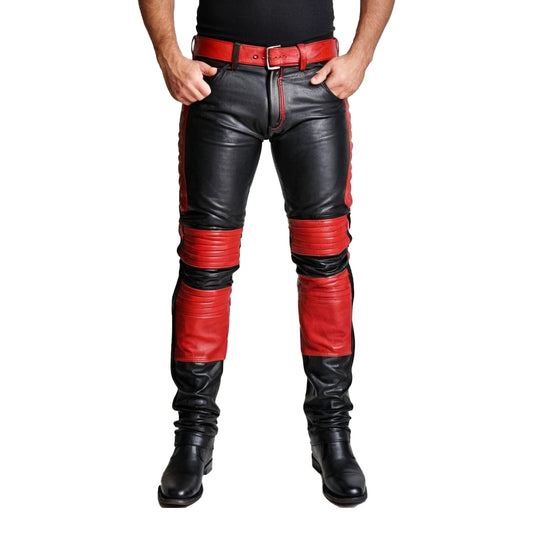 Classic Biker Leather Pants – Real Cowhide Handmade Western Motorcycle Trousers