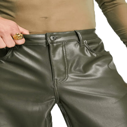 Men’s Western Leather Pants Office Boy Part Pant for Men