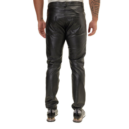 Luxury Five-Pocket Leather Pants – Stylish & Durable Native American Biker Trousers