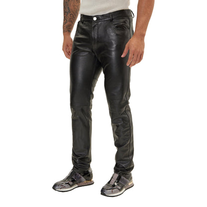 Luxury Five-Pocket Leather Pants – Stylish & Durable Native American Biker Trousers