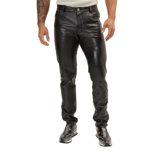 Luxury Five-Pocket Leather Pants – Stylish & Durable Native American Biker Trousers